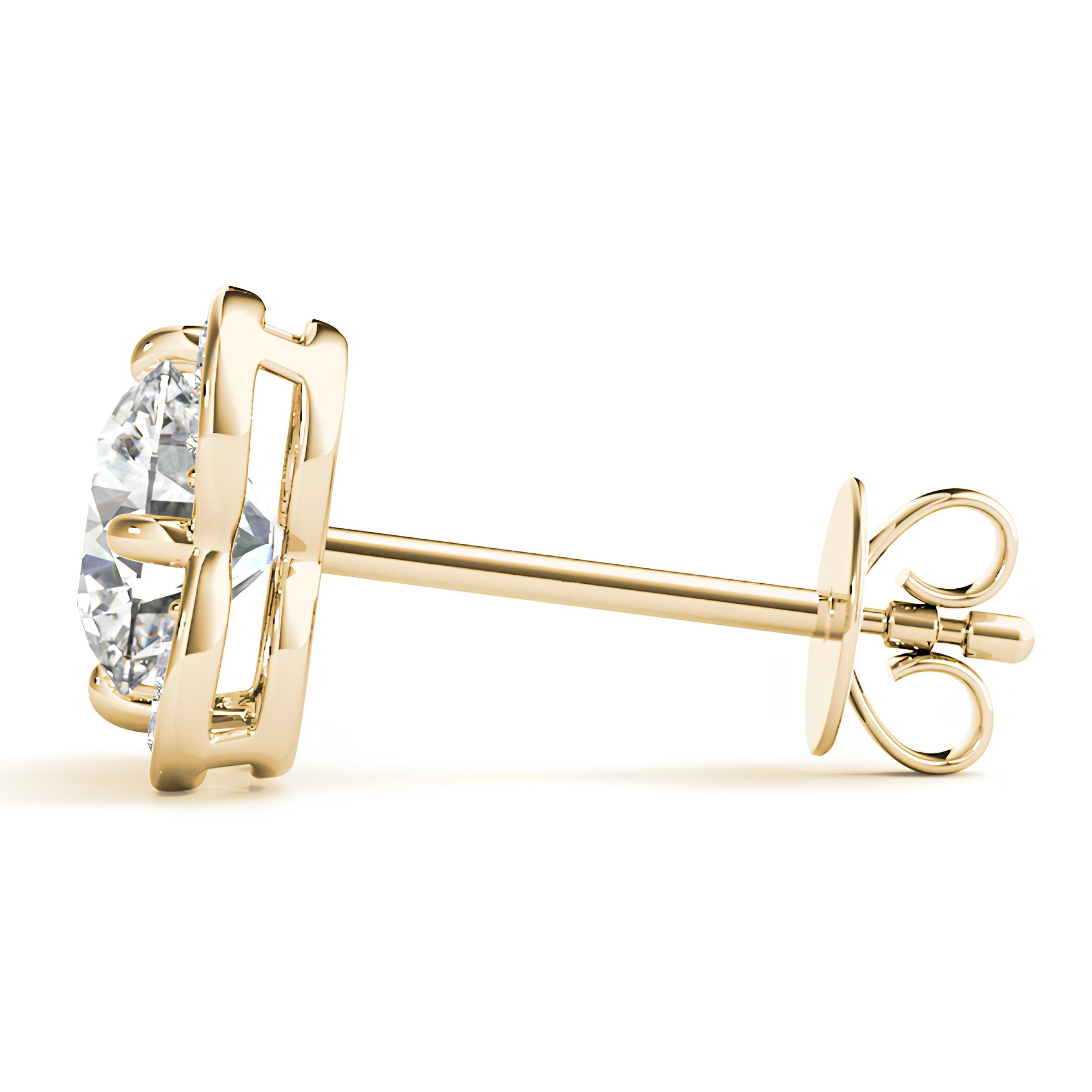 Elegant 1.12 Carat Halo Butterfly EF VS/SI Lab Grown Diamond Stud Earrings 14K Solid Gold